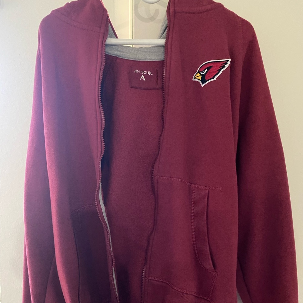 Arizona Cardinals Men's Antigua Burgundy Hooded Zip Outerwear. Size Medium